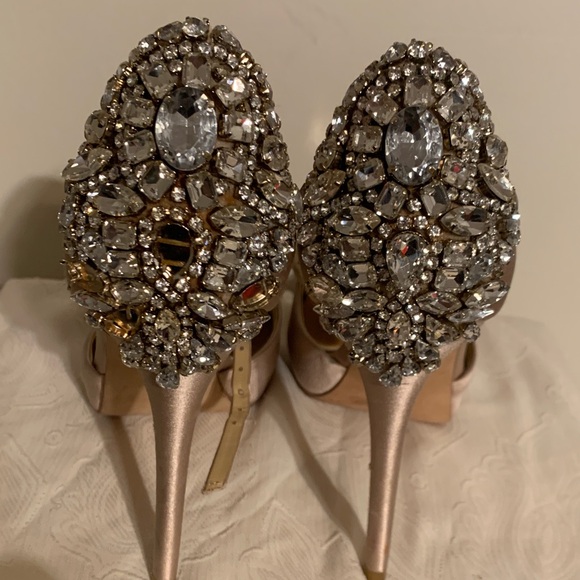 Badgley Mischka Shoes - Badgley Mischka Champagne Crystal Embellished Stiletto Heels